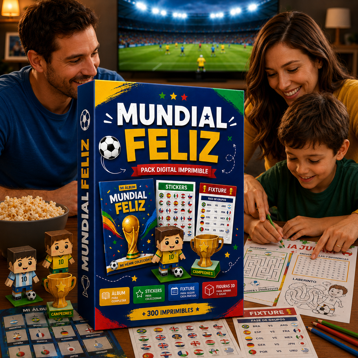 ✨MI MUNDIAL FELIZ +300 MOLDES 3D PARA PINTAR⚽